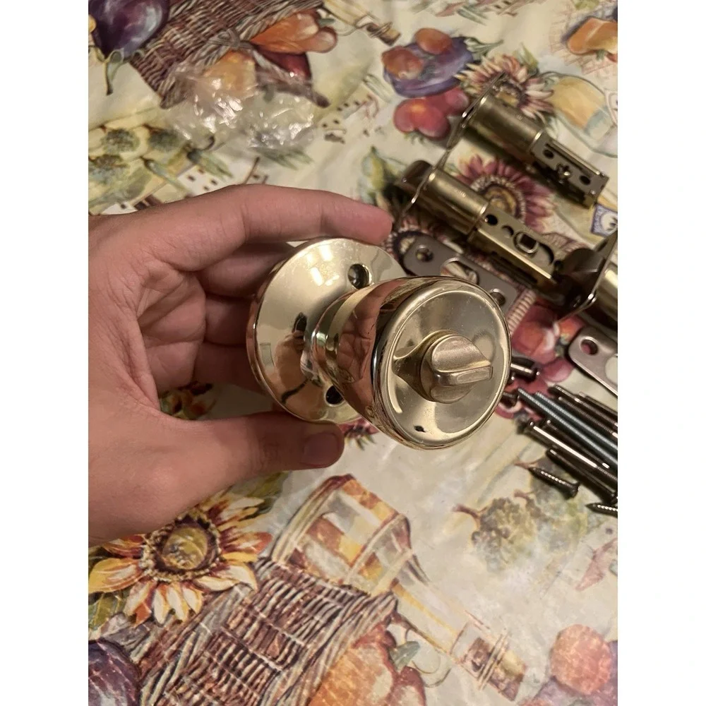Assortment of Brass plated Door Knobs and Handles with Hardware for Interior MCM